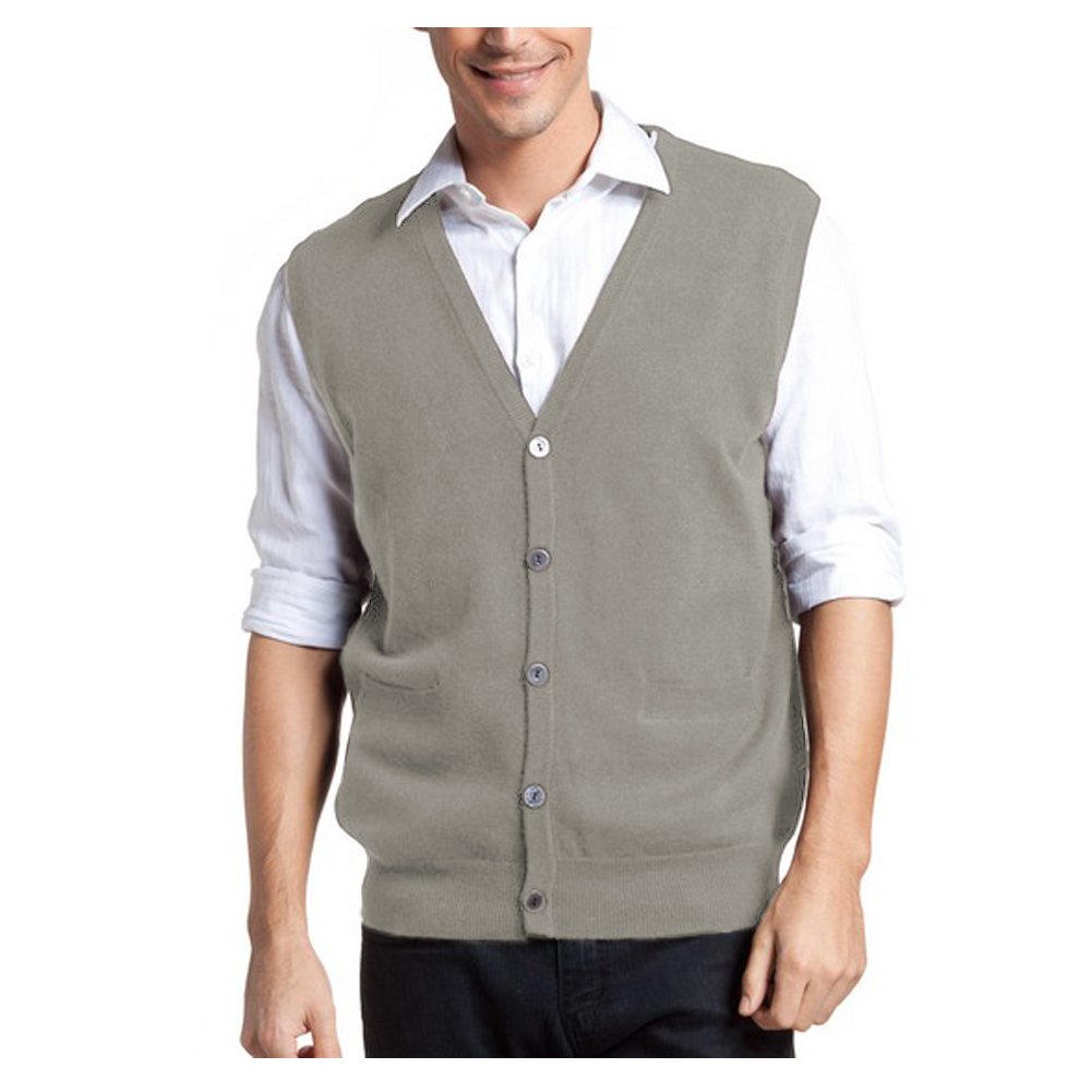 Parisbonbon Mens 100 Cashmere VNeck Cardigan Vest CA13112800029667