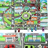 Yesido. Children Play Car City Map Non Woven Fabrics With Route Parking Lot Street And Building Pattern