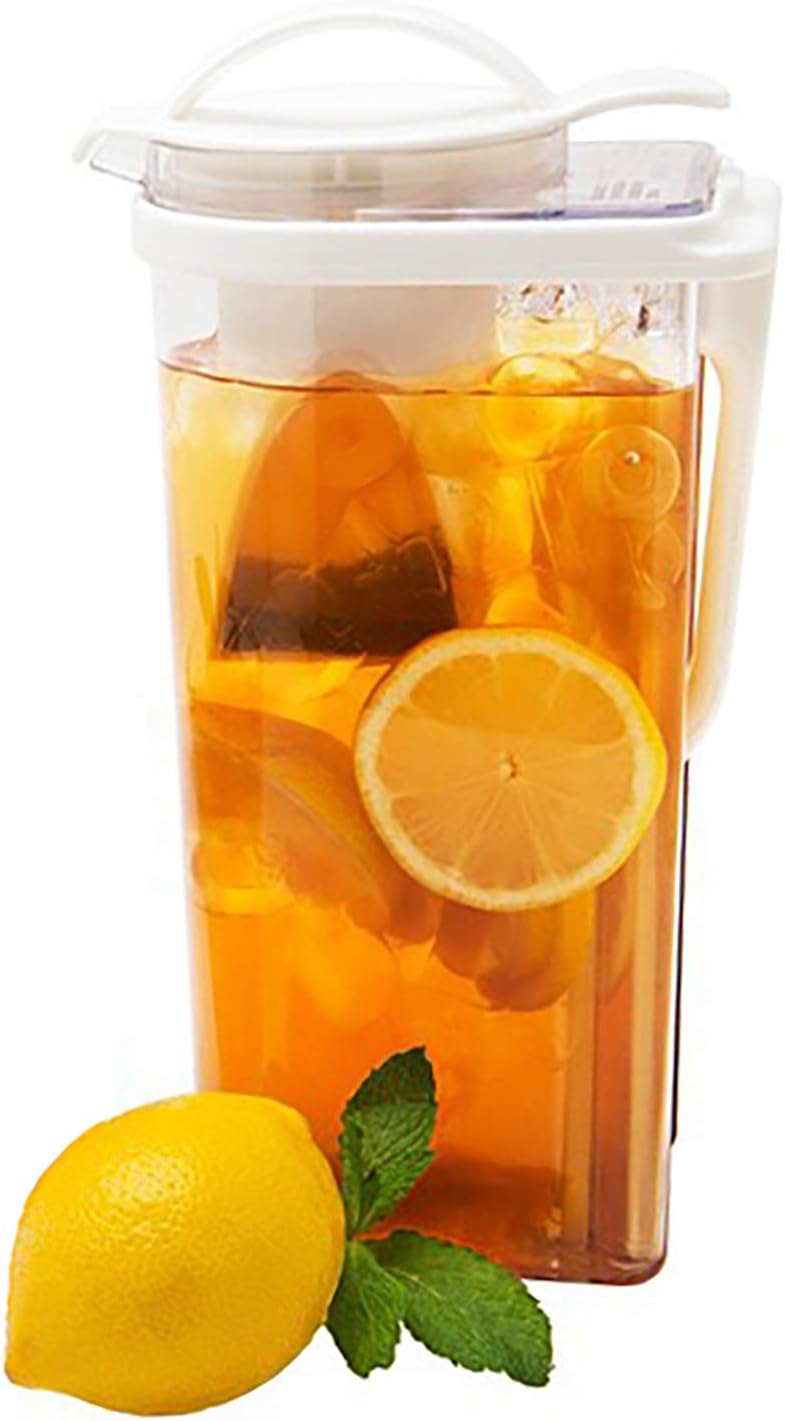 Lustroware Airtight Coffee & Tea Brew Pitcher 2.3QT (74oz) | Hot or Cold Beverages | Leak Proof, Dishwasher Safe