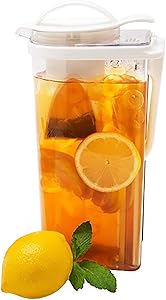 Lustroware Airtight Coffee & Tea Brew Pitcher 2.3QT (74oz) | Hot or Cold Beverages | Leak Proof, Dishwasher Safe