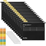 MerryNine Suspension Files A4 15Pcs Polypropylene with Tabs Black