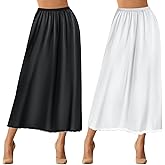 Jiuguva 2 Pieces Half Slip Lace Long Underskirt Women's Satin Half Slip for Under Dresses
