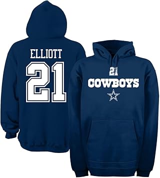 Amazon Ezekiel Elliottダラスカウボーイズ海軍 ウォールナット ジャージー名前と番号フード付きスウェットシャツ L Nfl トレーナー パーカー