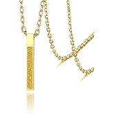 VASSAGO Islamic Ayatul Kursi Necklace for Women Men Stainless Steel/Leather Chain Muslim Allah Arabic 3D Bar Pendant Islam Eid Ramadan Gift Jewelry