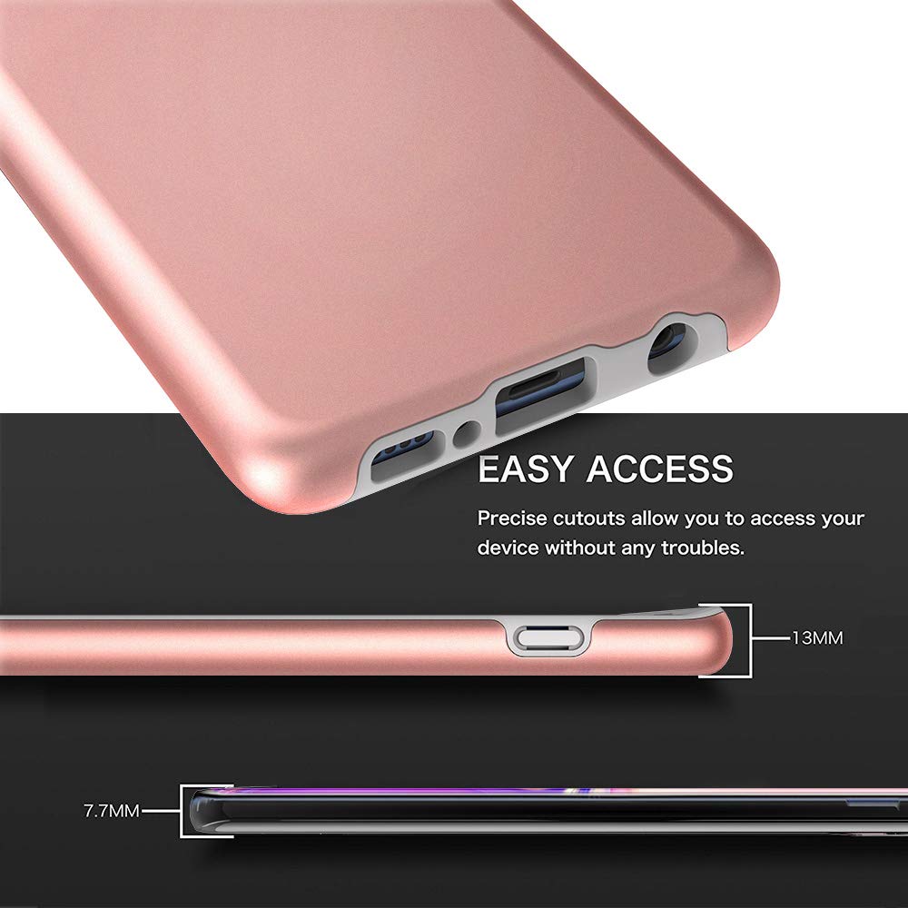 Galaxy S10 Case, Androgate [Pearl Series] Hybrid Matte Protective Back Cover Bumper Case for Samsung Galaxy S10, Pink Gold