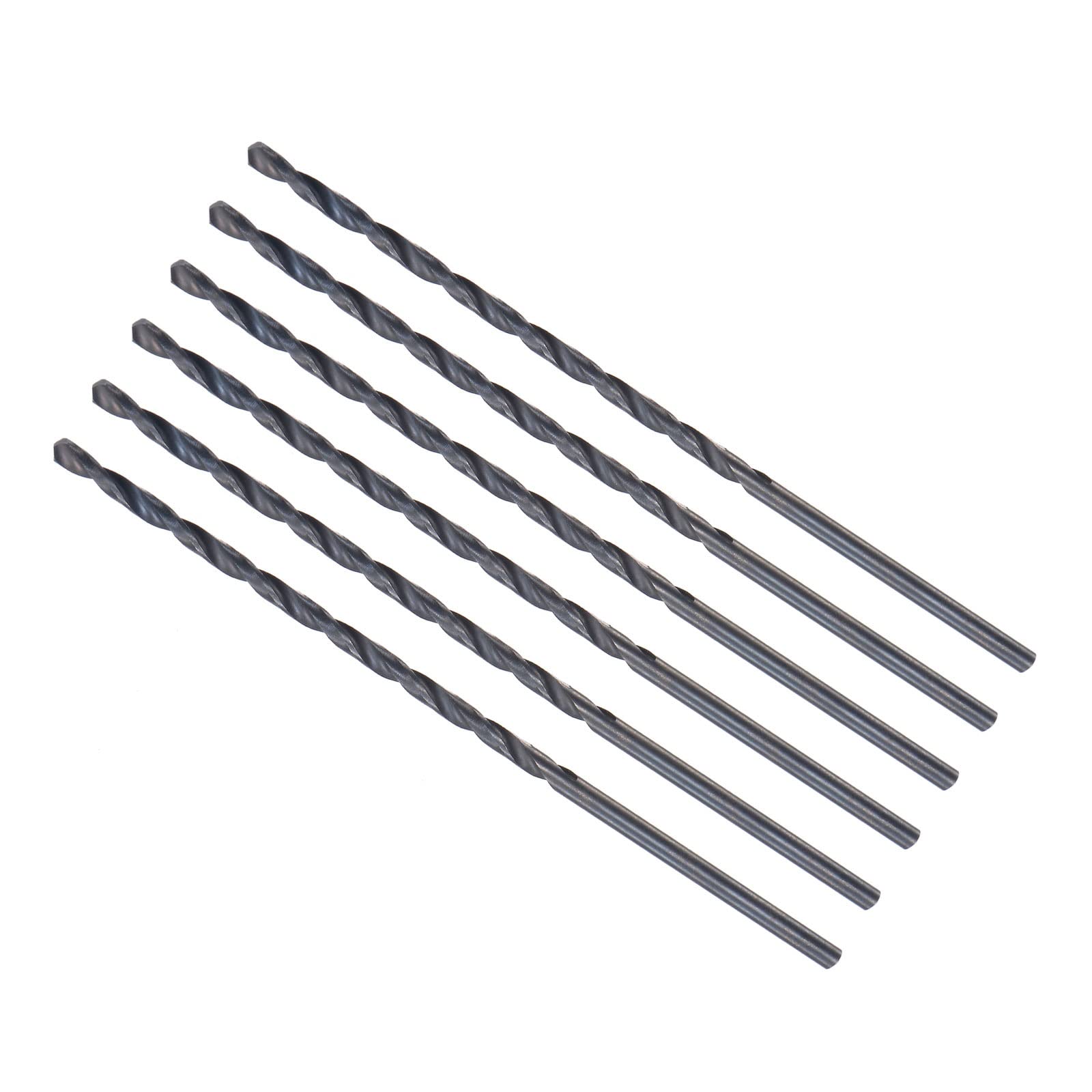 CoCud Twist Drill Bits, 2.5mm Drilling Diameter, Black Oxide High Speed Steel Extra Long Straight Shank - (Applications: for Stainless Steel Alloy Metal), 6-Pieces