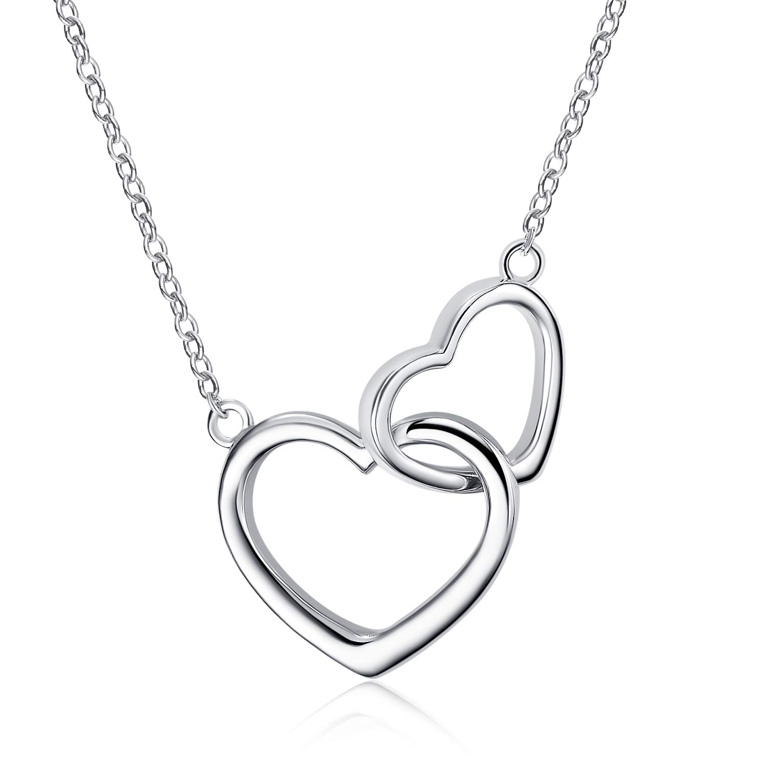 VONALA 925 Sterling Silver Interlocking Infinity Double Heart Necklace for Women, Birthday Gifts for Sisters Mother Daughter — image 1