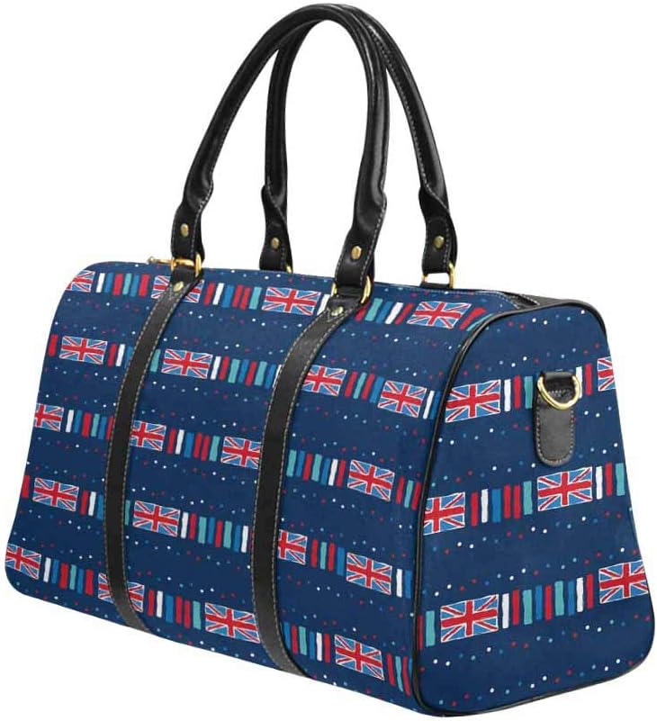 InterestPrint Weekender Bag Overnight Carry-on Tote Duffel Bag Union Jack Dash Repeat