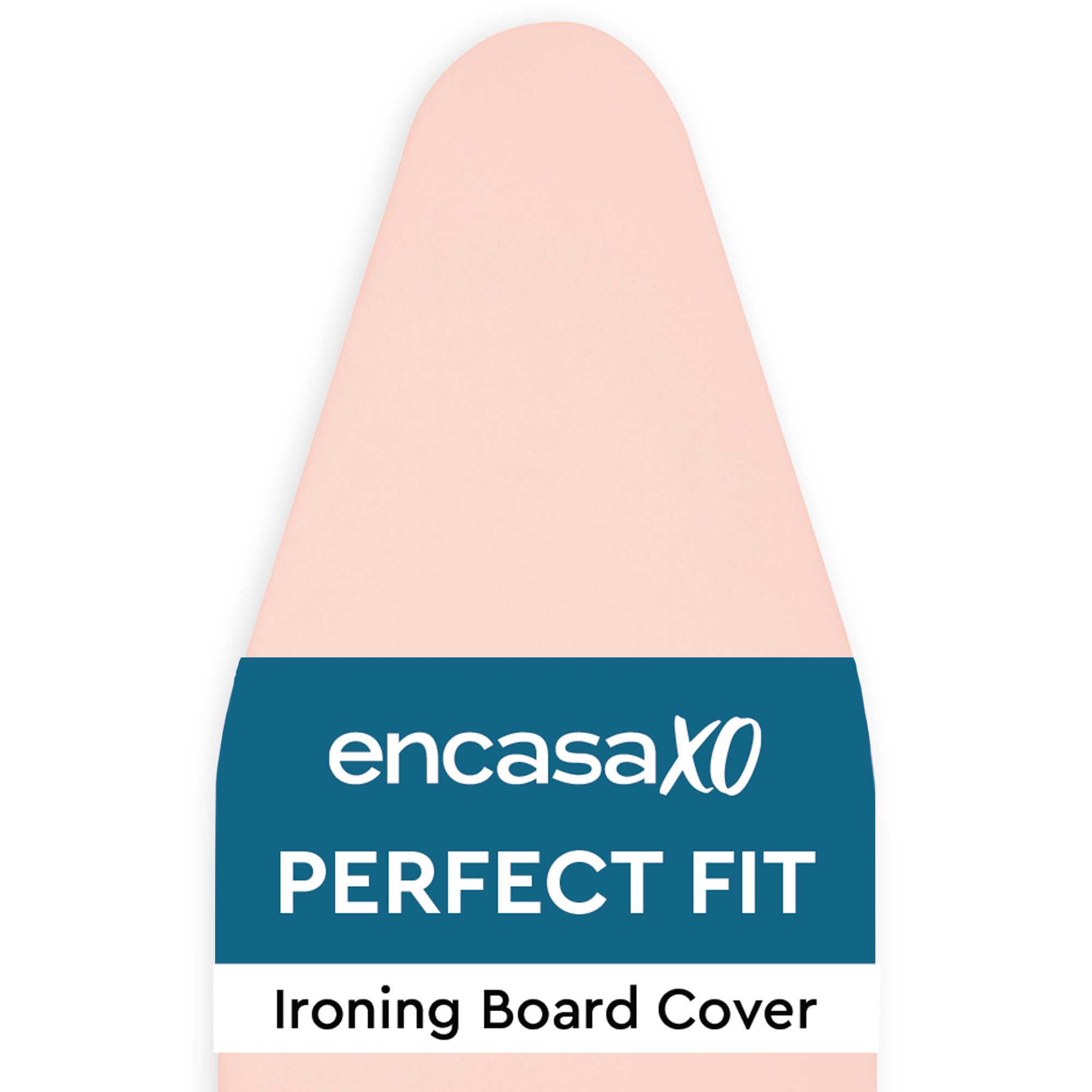 Encasa XO Mini Ironing Board Cover with Extra Thick Pad, Plain Colors, Elasticated, (Fits Standard Large Boards of 125x39 cm) Heat Reflective - Powder Pink