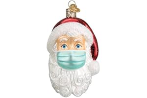 Old World Christmas Santa with Face Mask Blown Glass 2020 Unique Christmas Ornaments for Christmas Tree Decorations
