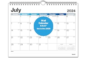 Dunwell 8.5x11 Wall Calendar 2024-2025, Use 18 Months, July 2024 – Dec 2025, Office Calendar 2024-25, Spiral Bound Hanging Calendar, Small Desk Calendar, Monthly Calendar 8.5 x 11