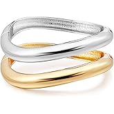 Elegance 11 designs Gold Plated Cuff Bangle Bracelets For Women Set Chunky Trendy Hinged Irregular Cuff Open Wide Gold Bracelet Minimalist Jewelry Gift 2pcs