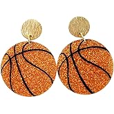 Glitter Acrylic Sport Ball Earrings Sparkly Baseball Softball Basketball Dangle Earrings for Women Sport Lovers Earrings Game Day Jewelry Gift