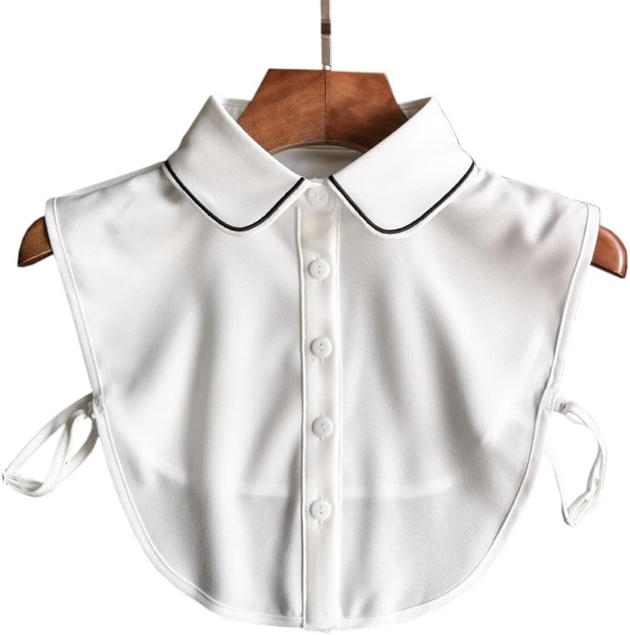 Joyci OL Joker Shirt Fake Collar Black Side Embroidery Chiffon Decorative Collar