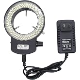 MeYouRow.C 144 LED Microscope Ring Light 90-240V | Adjustable Illuminator with Dimmer, 6000K Daylight for Stereo Microscope Camera - Black