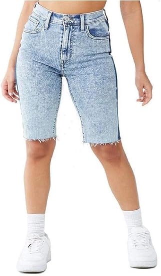 high waisted bermuda jean shorts