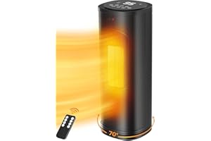 DODIDXYZ Space Heater, Portable Electric Heaters for Indoor Use with Adjustable Thermostat and Remote, 70° Oscillation, 1-12h Timer, 4 Modes, 1500W PTC Ceramic Small Mini Heater for Office Bedroom Large Room