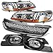 For Honda Accord 4DR Headlight (Chrome)+Bumper Fog Light (Clear Lens)+Grille - 6th Generation CG1 CG5 CG6