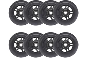Fichanko Inline Skate Wheels, 72mm 76mm 80mm, 8 Pack with ABEC-9 Bearings, 85A Hardness for Indoor, Outdoor Skating (Black, 7
