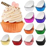 LotFancy 500pc Foil Cupcake Liners, Standard Size Muffin Liners, Metallic Cupcake Wrappers, Disposable Baking Cups Paper for 