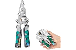 TREAYES 18-in-1 Folding Wire Stripper Pliers – Multifunctional Tool with Voltage Detector, Crimper & Stylus Screwdriver for Cutting, Stripping & Pulling Wires