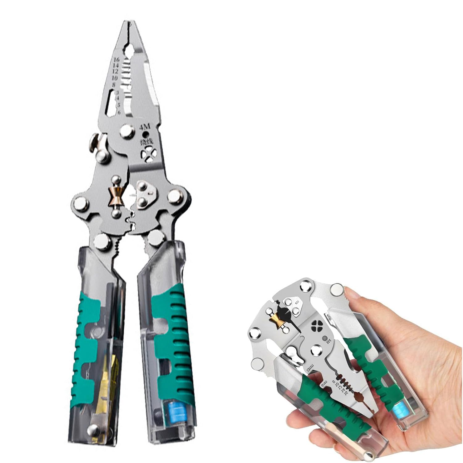 Photo 1 of 18-in-1 Folding Wire Stripper Pliers – Multifunctional Tool with Voltage Detector, Crimper & Stylus Screwdriver for Cutting, Stripping & Pulling Wires