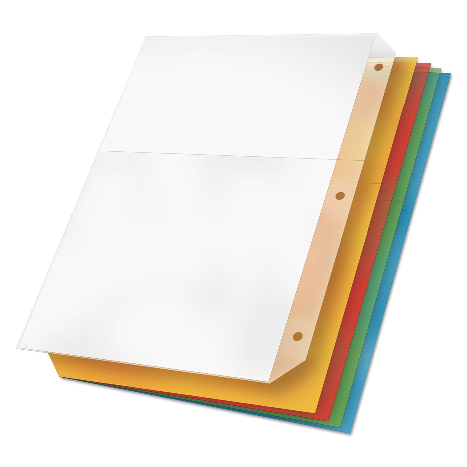 Tops Cardinal Poly Ring Binder Pockets, No Tabs, Double Pocket, Multi-Color, 5 Folders Per Pack (84007)