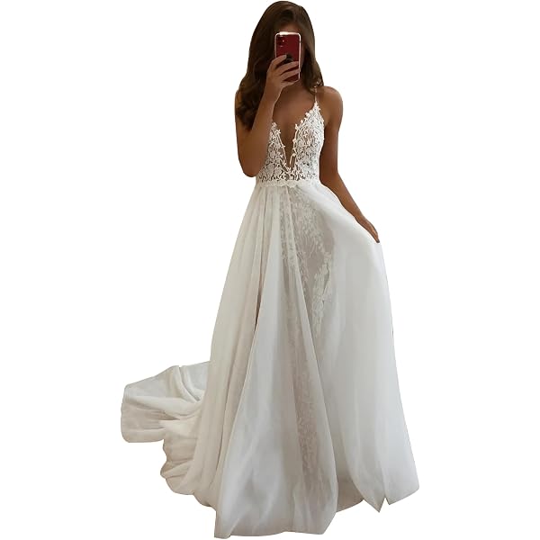 Amazon.com: JJ-GOGO Women's Lace Applique Ruffles White High Low Wedding  Dress Short Bridal Gowns (XS) : Clothing, Shoes & Jewelry