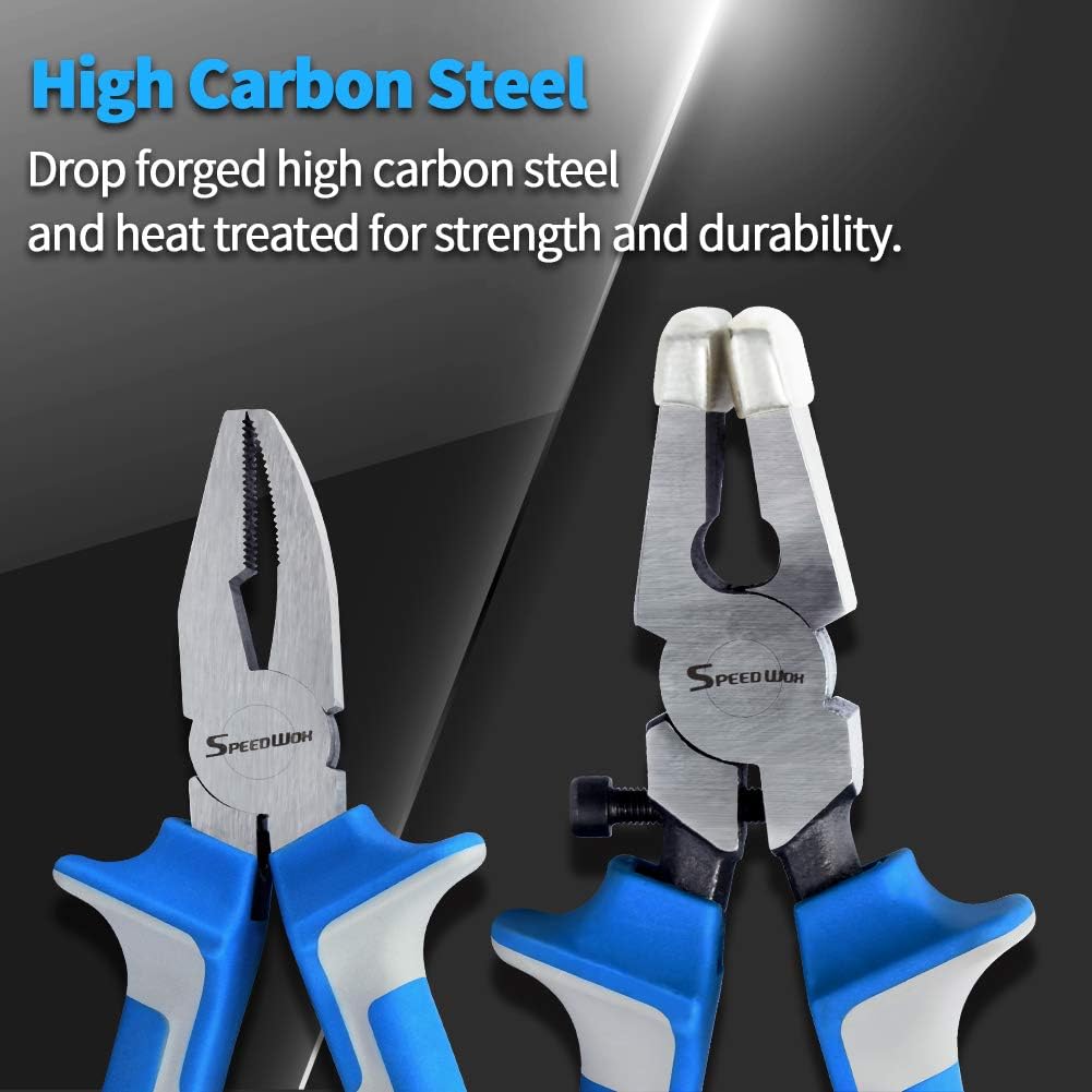 2 Piece Glass Breaker Pliers and Hammer Set including 2 works Rubber Tips, Professional Glass Cutting Pliers, Blue - Image 5