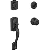 SCHLAGE Front Door Entry Handleset, Georgian Knob, Matte Black | Front door handleset with deadbolt &amp; interior knob, Easy install, Universal fit, Certified security &amp; durability, 2 keys