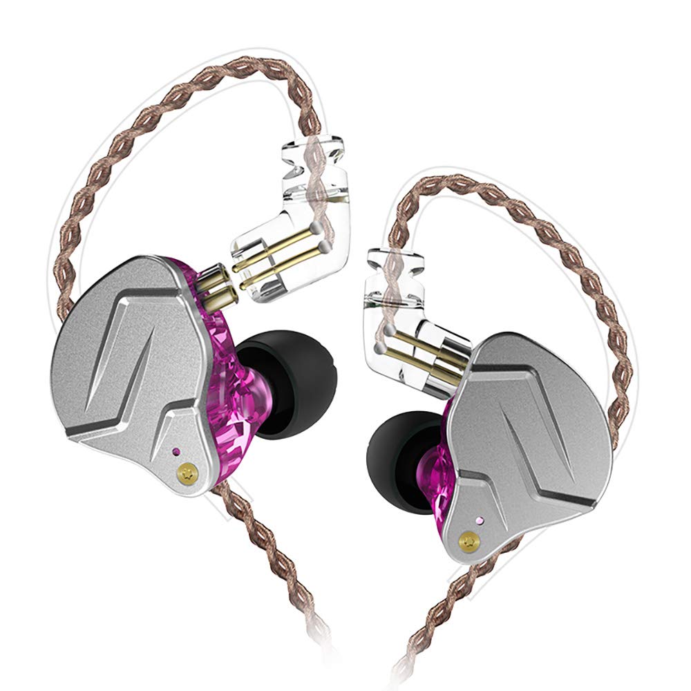 Photo 1 of erjigo KZ ZSN Pro Dynamic Hybrid Dual Driver in Ear Earphones Detachable Tangle-Free Cable Musicians in-Ear Earbuds Headphones (Purple Without Mic)