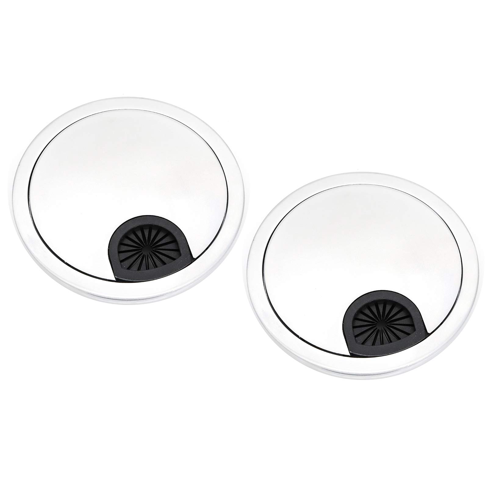 2X 80mm Metal Round Computer Desk Grommet Cable Hole Covers