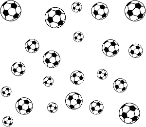 JUEKUI Set of 37pcs Soccer Ball Sticker Wall Decals for Kids Rooms Bedroom Soccer Fans Home Decor WS28 (Black)