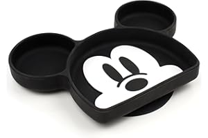 Bumkins Disney Silicone Grip Dish, Suction Plate, Divided Plate, Baby Toddler Plate, BPA Free, Microwave Dishwasher Safe - Mickey Mouse-1 Count (Pack of 1)