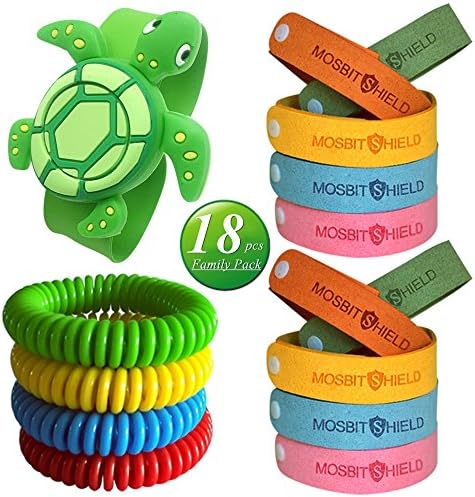 Bestmate Mosquito Repellent Bracelet Bands, 18pcs Insect Repellent Bracelets with Outdoor Cartoon Turtle Design for Kids, Bug Repellent Bracelet & Travel Patches with Non-toxic/No Deet/Waterproof