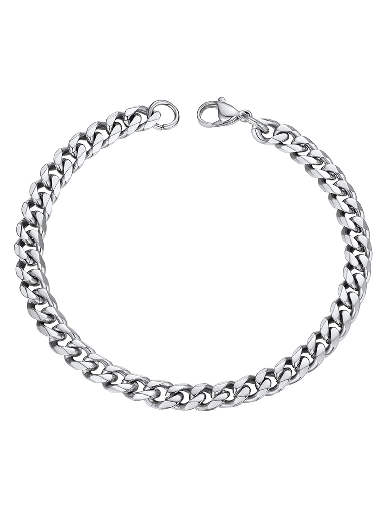 PROSTEEL Mens Bracelet - Cuban Chain Wrist Link Bracelets Hypoallergenic 316L Stainless Steel Jewellery Silver 6MM Width 21CM Length (with Gift Box) — image 1