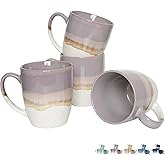 Bosmarlin Ceramic Coffee Mug Set of 4, 17 Oz, Coffee Cups with Big Handle, Microwave Safe, Unique Reactive Glaze
