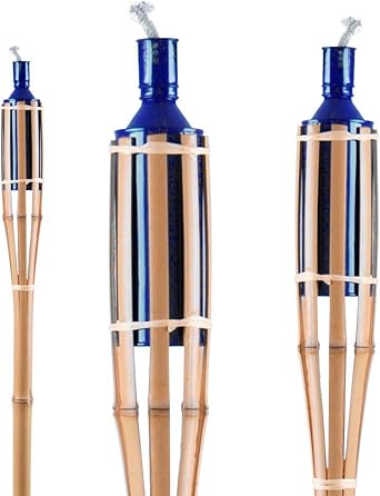 4er Set Fackel Hochzeit Fest Leuchte Bambus Gartenhaus Rasen Ol Steck Lampe Blau Amazon De Beleuchtung