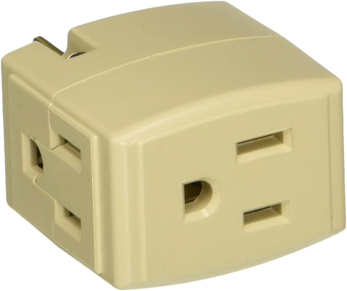 Leviton 692-W 15 Amp, 125 Volt, Triple Cube Grounding Adapter, White - Electric Plugs - 