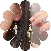 Erimberate Punk Skull Hand Dangle Earrings Gold Skeleton Hand Hook Earrings Skeleton Hand Drop Earrings Gothic Skull Hand Earrings Jewelry for Women