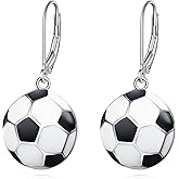 Rnivida Sports Earrings with 925 Sterling Silver Leverback,Football Earring,Basketball Earring,Soccer Earring for Women Jewelry Gifts