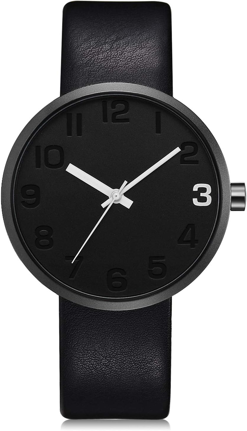Men's Fashion Watch Men's Simple Leather Casual Waterproof Analog Quartz Watch T089