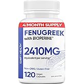 COMFY HEALTH Fenugreek, 2410 mg, 120 Capsules, 120 Servings, Capsule With BioPerine® For Superior Absorption, Pills For Men &
