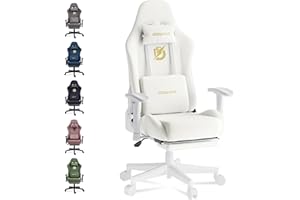 Dowinx Gaming Chair with Massage Lumbar Support, Suede Fabric Ergonomic Computer Chair with Footrest for Adults, High Back Re