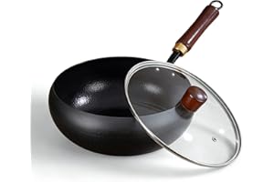 Uncoated Thick Iron Pot - Artisan Unenameled Cast Iron Casserole, Non-Stick Japanese Iron Pan with Lid Without Coating Durabl