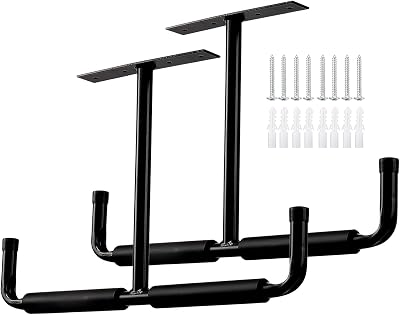 Ihomepark Overhead Garage Storage Hooks Rack 2 Pack Heavy Duty Ceiling Mounted