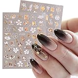 9 Sheets Laser Gold White Foil Nail Stickers