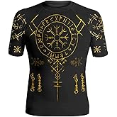 HYPEWAVE Viking Print 3D Never Fade Rash Guard Men, Ultra Soft Compression Shirt UPF 50+ Stretchable Fabric Gift BJJ