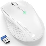 TECKNET 2.4G Wireless Mouse 4800 DPI 6 Levels USB Nano Receiver White view 1