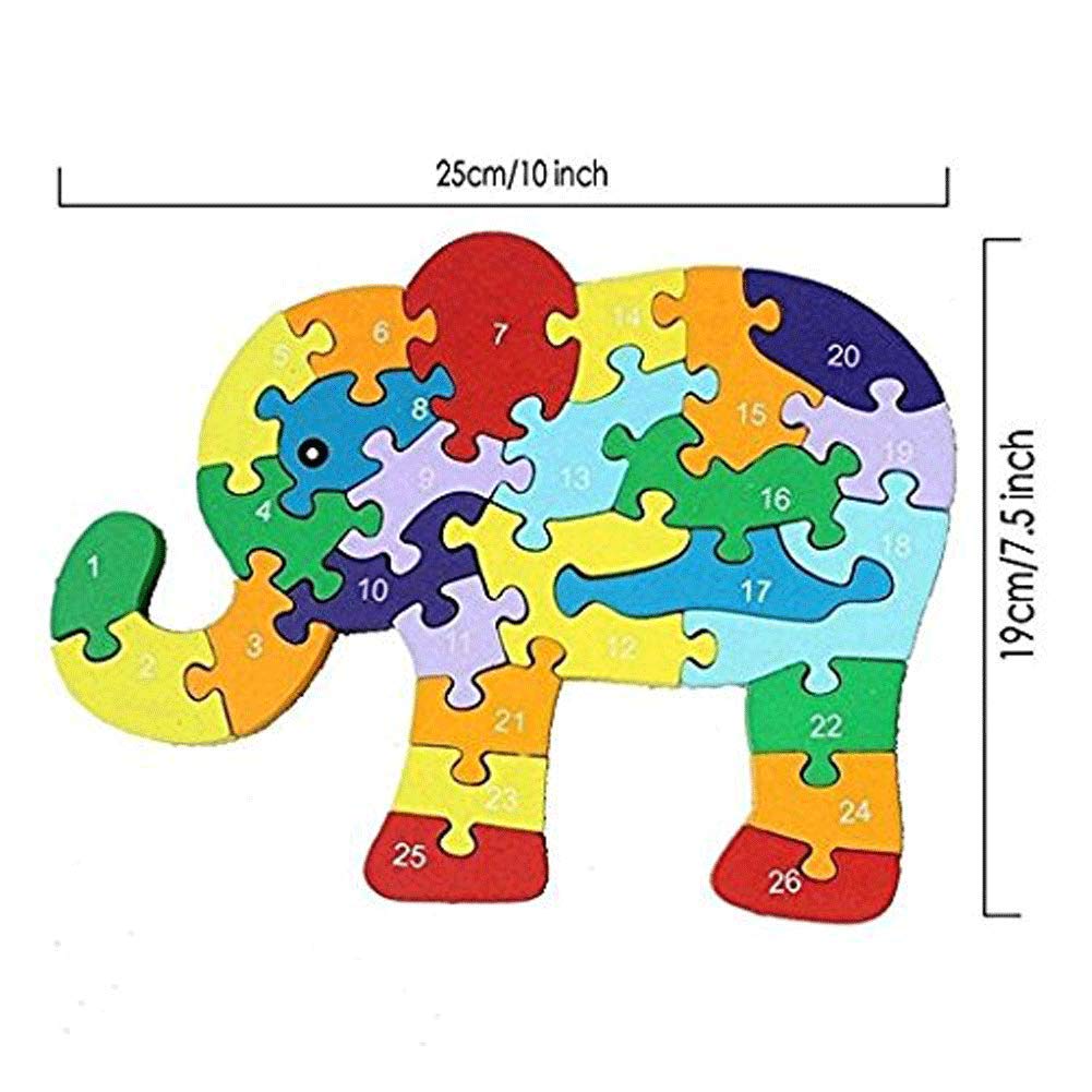 Johouse Blocks Jigsaw Puzzles, Wooden Alphabet Jigsaw Puzzle Wooden Building Blocks Animal Wooden Puzzle for Children’s Puzzles Toys - Snake & Elephant